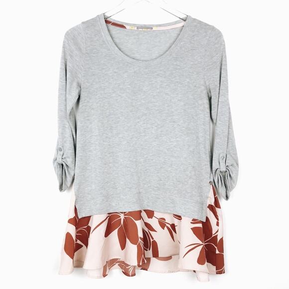 Anthropologie Little Yellow Button 3/4 Sleeve Peplum Tunic Sz S - Picture 1 of 8